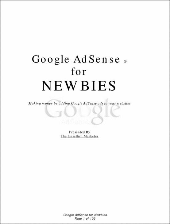 Product picture Google AdSense For New Newbies